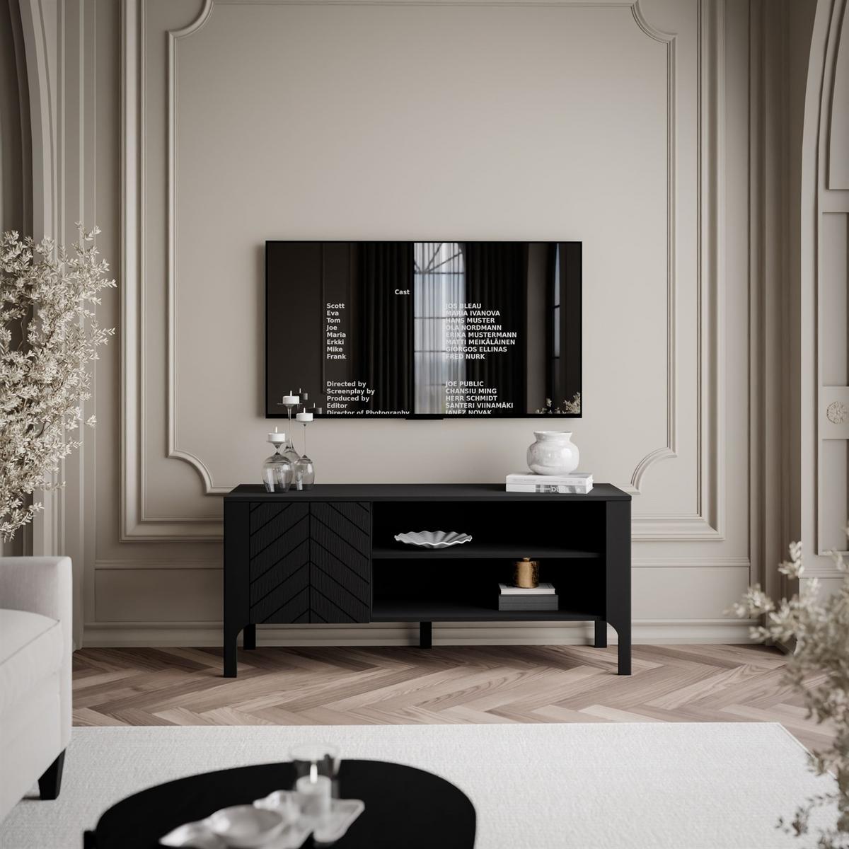 TV-SCHRANK LUMI 135 cm, Schwarz - Schwarz, Holzwerkstoff (135/57/41cm) - Lookway