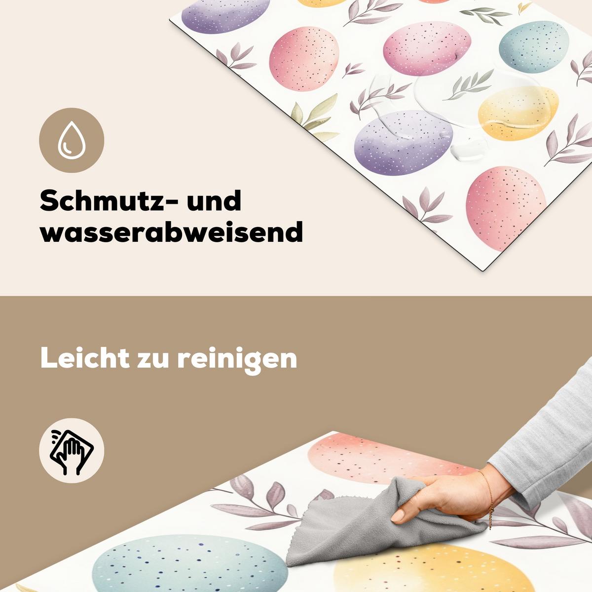 HERDABDECKPLATTE Eier - Bunt - Muster Induktionsmatte 83x51 cm - Weiß, Kunststoff (83/51.5/0.2cm) - MuchoWow
