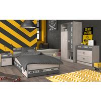 KINDERZIMMER Set 4-tlg Kleiderschrank Schreibtisch Bett 90x200 - Chromfarben/Eschefarben, Holz/Holzwerkstoff (207/182/99cm) - Parisot Meuble