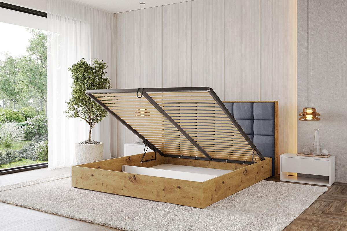 POLSTERBETT mit Bettkasten und Lattenrost, Boxbett ohne Matratze - ENZO2 180x200 Dunkelgrau - Dunkelgrau, Holzwerkstoff/Textil (180/200cm) - ALTDECOR