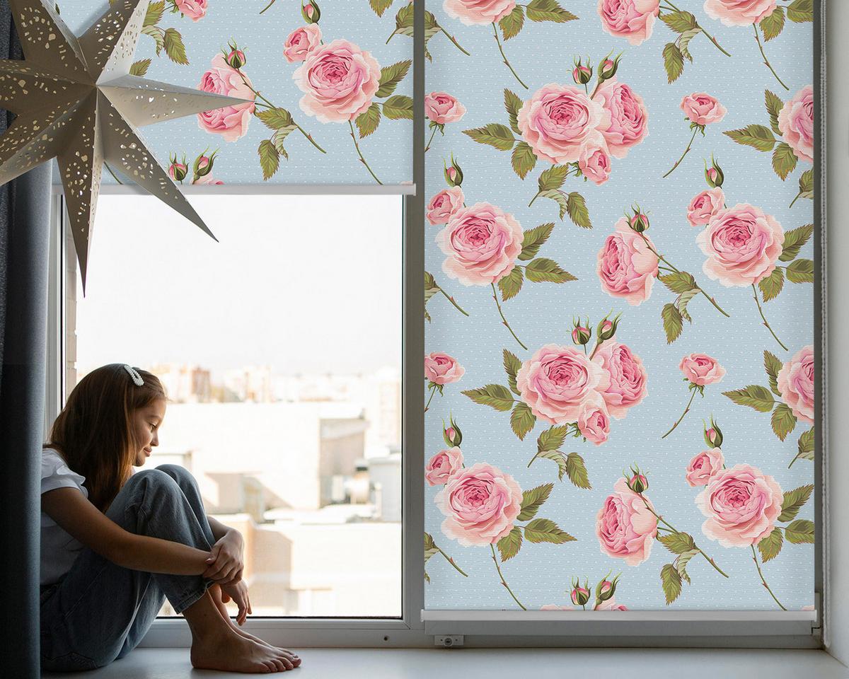 INNENROLLO - Fensterrollo - Rollo - 60x40 cm - Rosen - Pink, Kunststoff (60/140/0.5cm) - TULUP