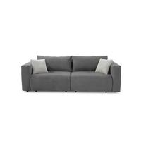SCHLAFSOFA Verwandlung: Big-Sofa/Eckcouch, 2 Bettkästen, B243/T115-161/H84 cm, Liegefläche 145x197 cm, Waffelcord Grau / 15241 - Schwarz/Grau, Kunststoff/Textil (243/84/115cm) - luma-home