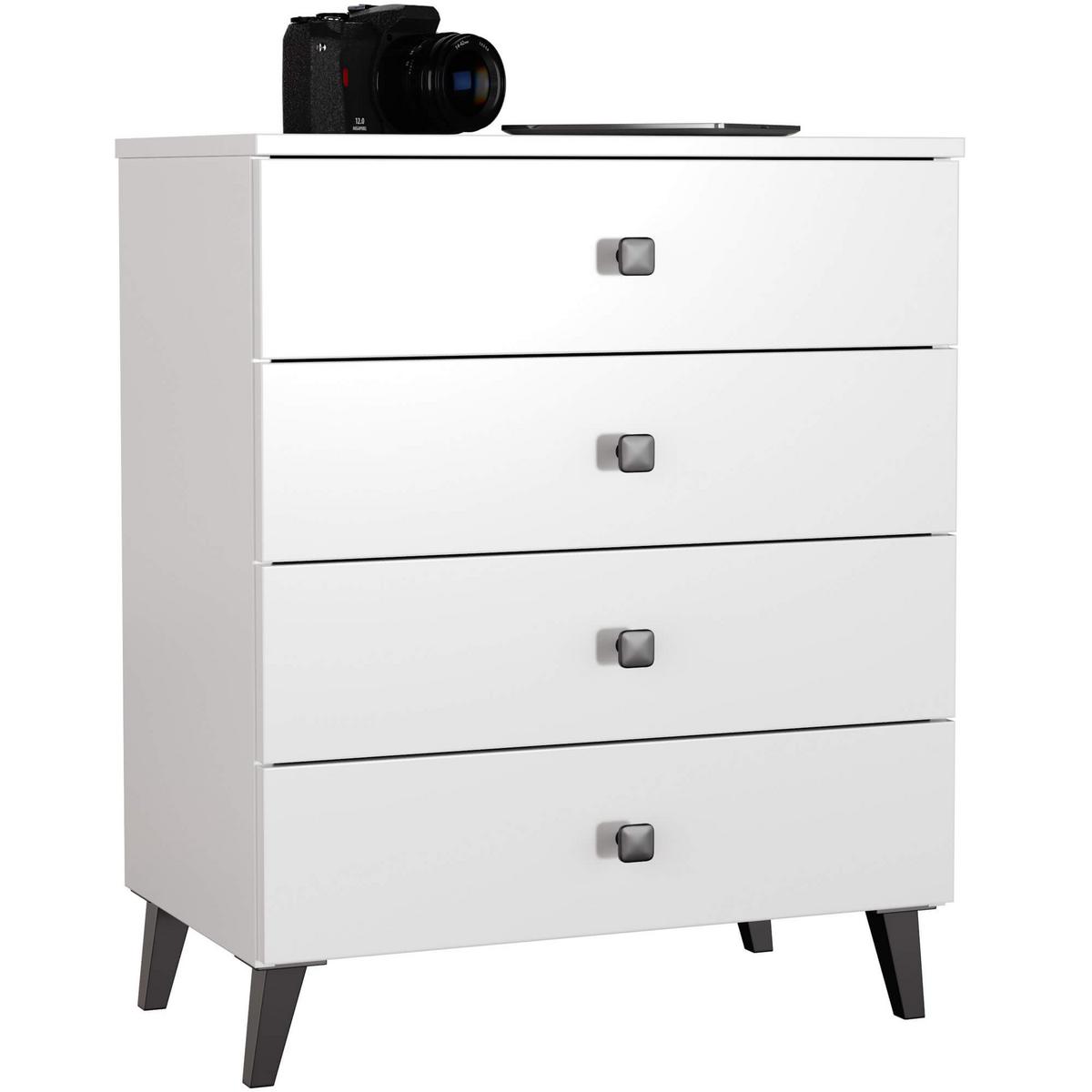 KOMMODE Weiß, Schwarz 73/60/37 - Schwarz/Weiß, Holzwerkstoff (60/73/37cm) - RAUMHIRSCH FURNITURE