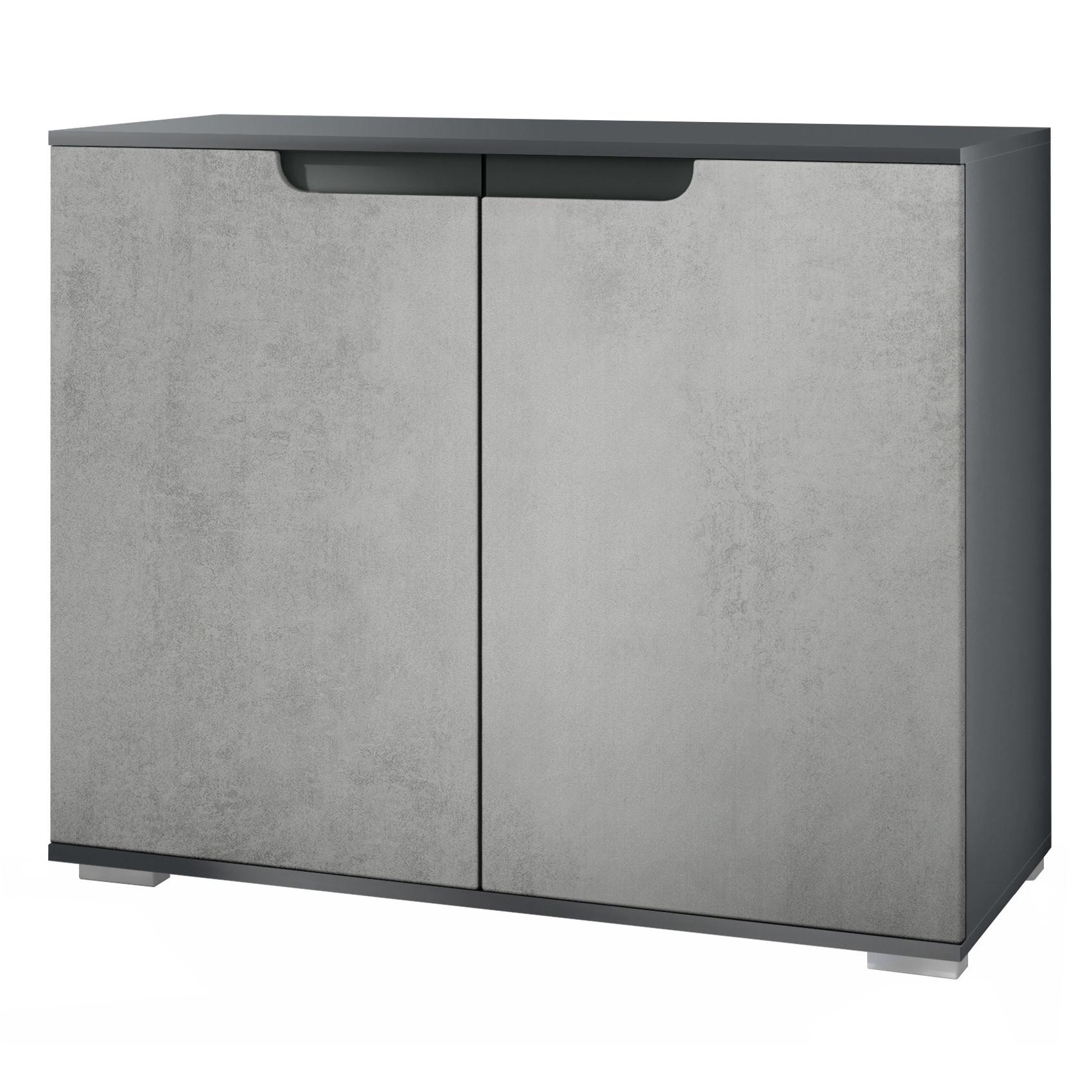 KOMMODE Sylt Beton Oxid Optik - Hellgrau, Holzwerkstoff (92.5/75.5/35cm) - Vladon