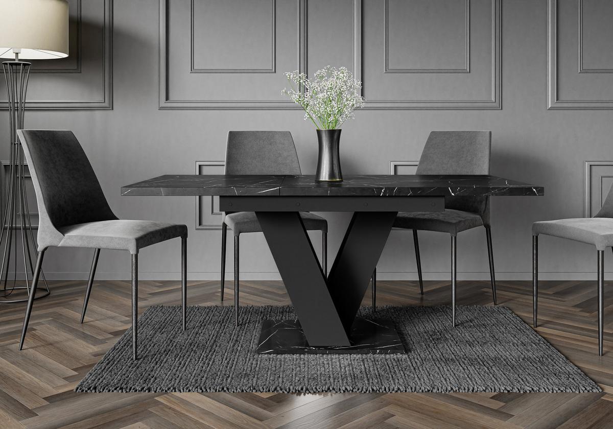 ESSTISCH MASSAR Ausziehbar 120 - 160 / 80 x 76 cm - Hellgrau/Schwarz, Holz (120/80/76cm) - MASSENO
