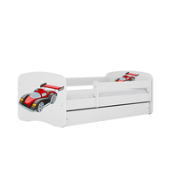 KINDERBETT Rennwagen mit Schublade und Matratze 140/70 - Weiß, Holzwerkstoff (70/140cm) - RAUMHIRSCH FURNITURE