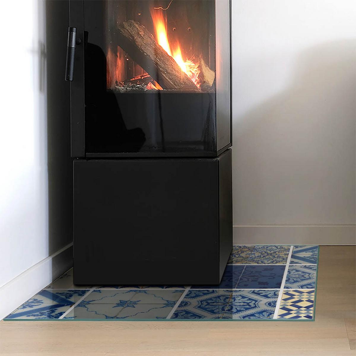 GLASPLATTE für Kamin 60x60 cm - Blau, Glas (60/60/0.4cm) - TULUP