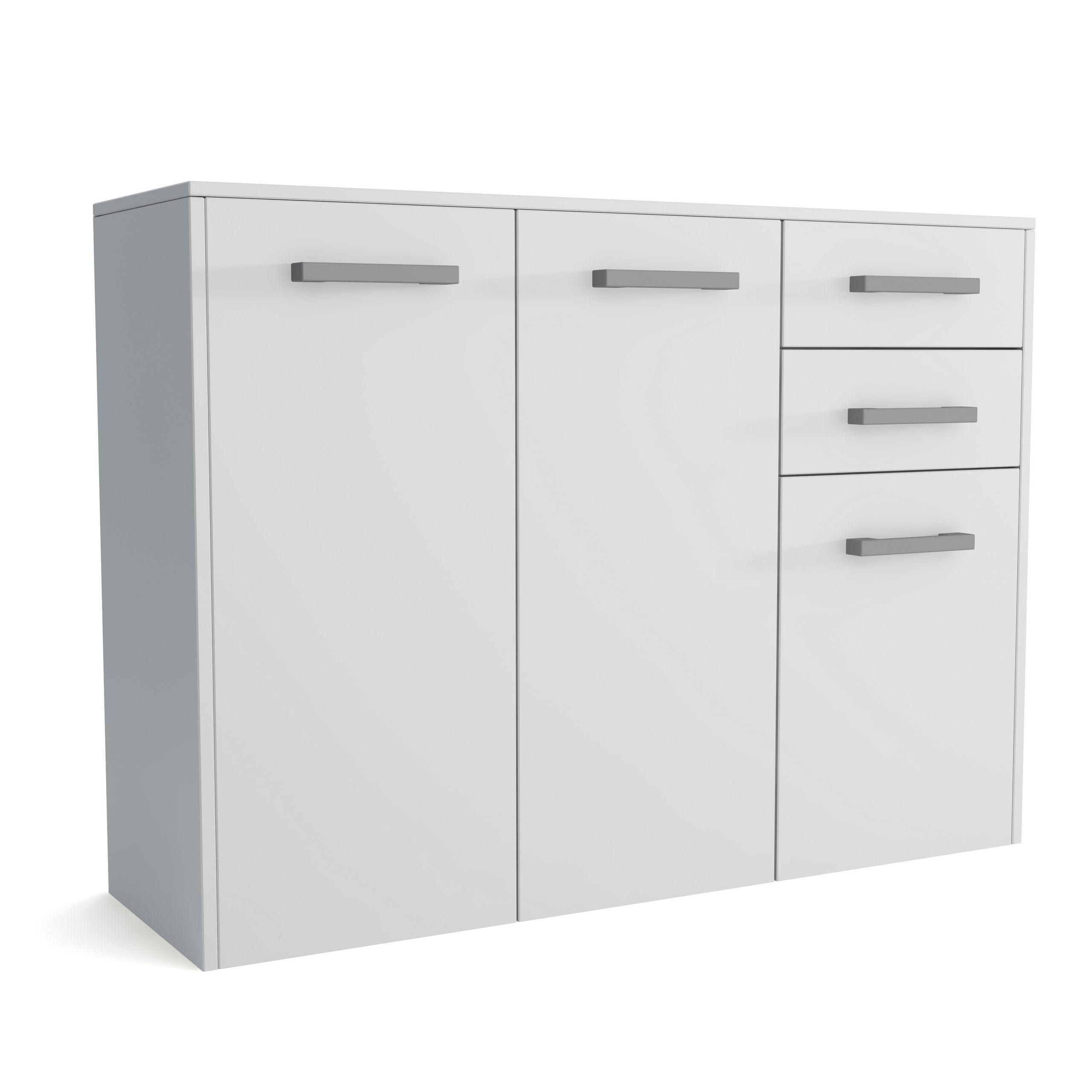 KOMMODE SCALINI 113/82/33 cm mit 2 Schubladen 3 Türen Weiß - Weiß, Holzwerkstoff (113/82/33cm) - MASSENO