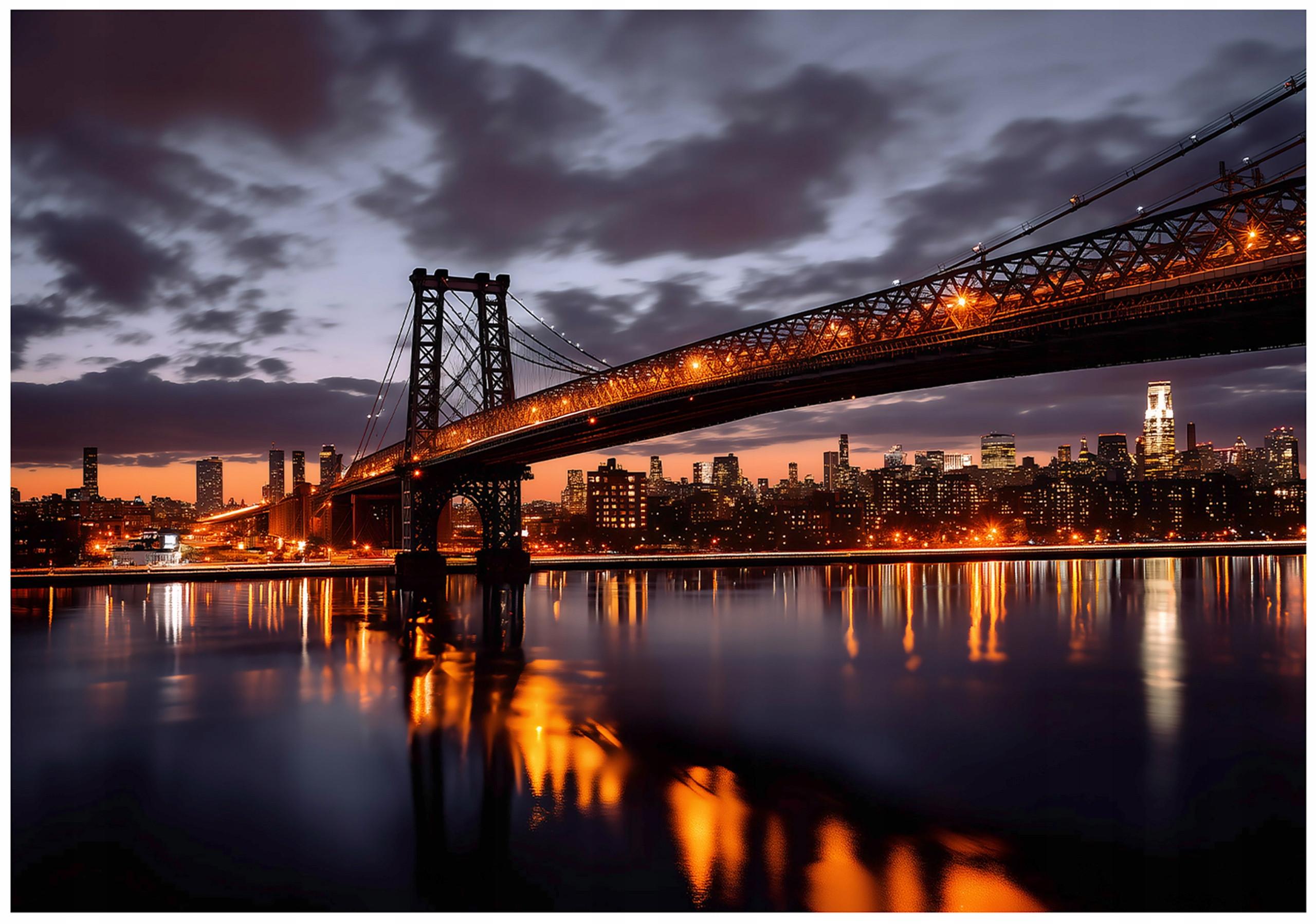 FOTOTAPETE Brücke Stadt Blau 150x105 cm - Multicolor, Papier (150/105cm) - Wallarena