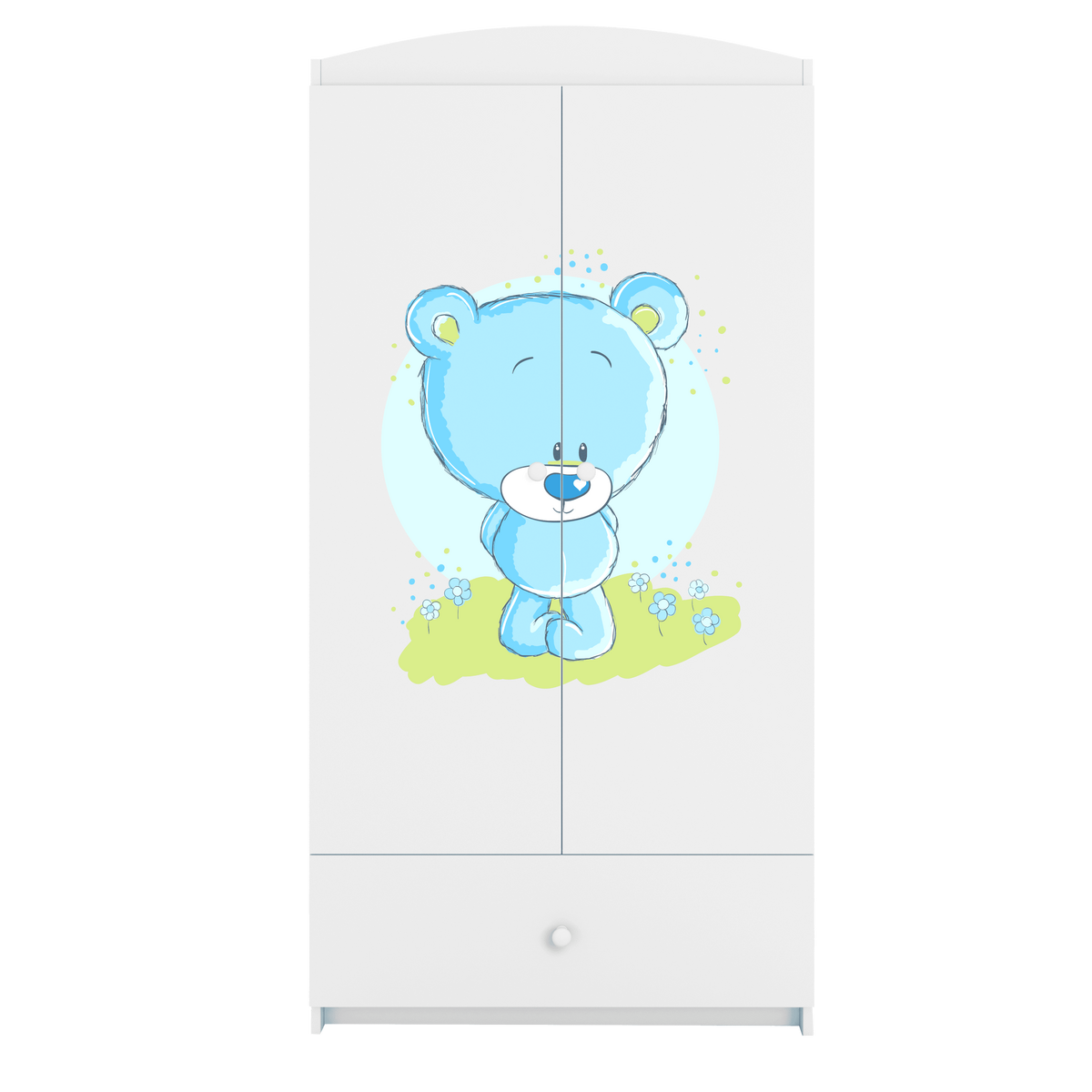 KINDERKLEIDERSCHRANK Blaubär - Weiß, Holzwerkstoff (90/175/52cm) - RAUMHIRSCH FURNITURE