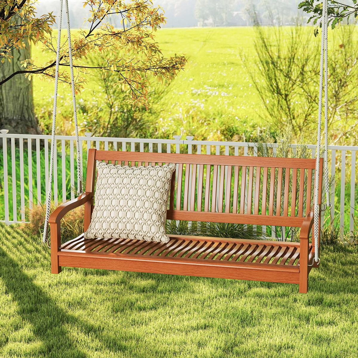 SCHAUKELBANK Natur - Naturfarben, Holz (132/60/62cm) - COSTWAY