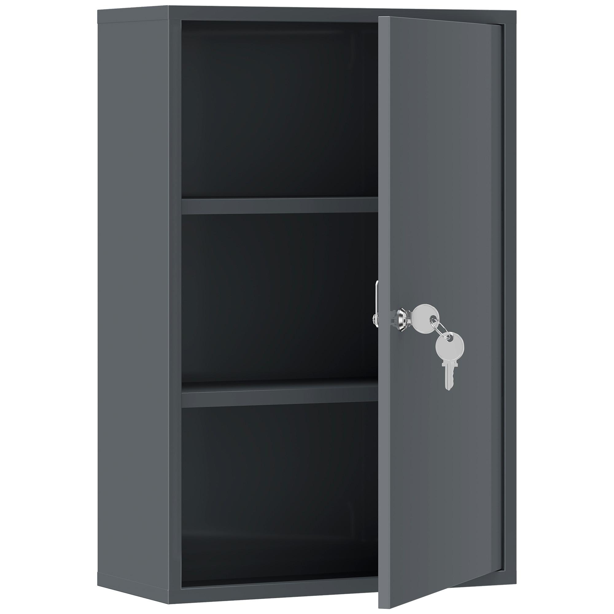 MEDIZINSCHRANK Metall Grau - Grau, Metall (18/60/40cm) - Kleankin