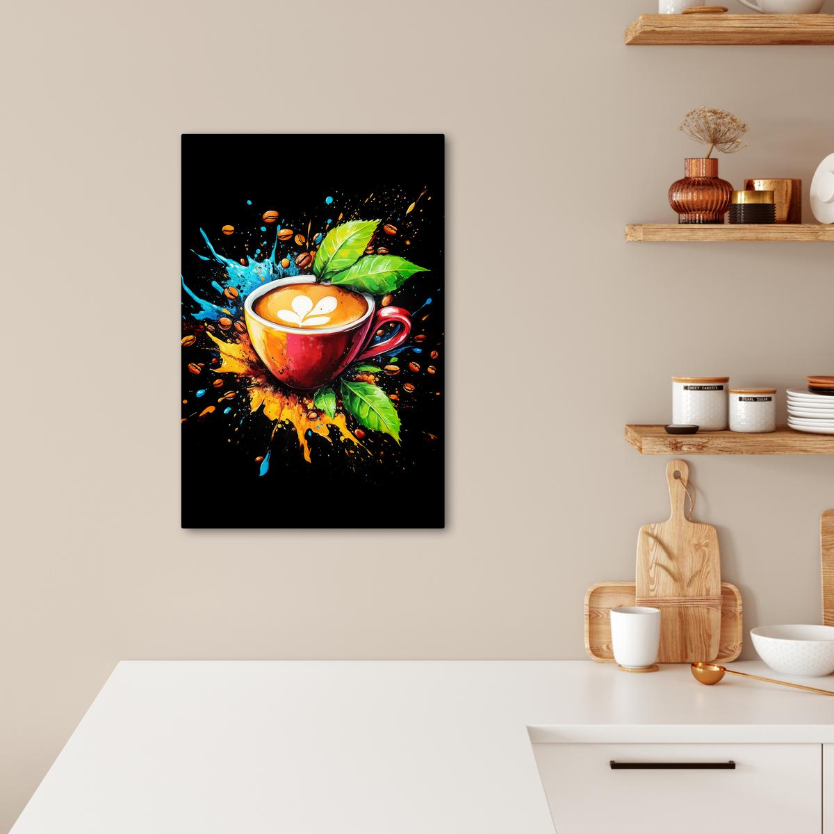 LEINWANDBILD Kaffee - Graffiti - Trinken - Abstrakt Wanddeko 40x60 cm - Mokka, Textil (40/60cm) - MuchoWow