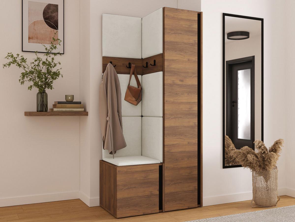GARDEROBEN-SET Orion XXIV - Beige/Nussbaumfarben, Holzwerkstoff/Kunststoff (82/186/46cm) - MIRJAN24