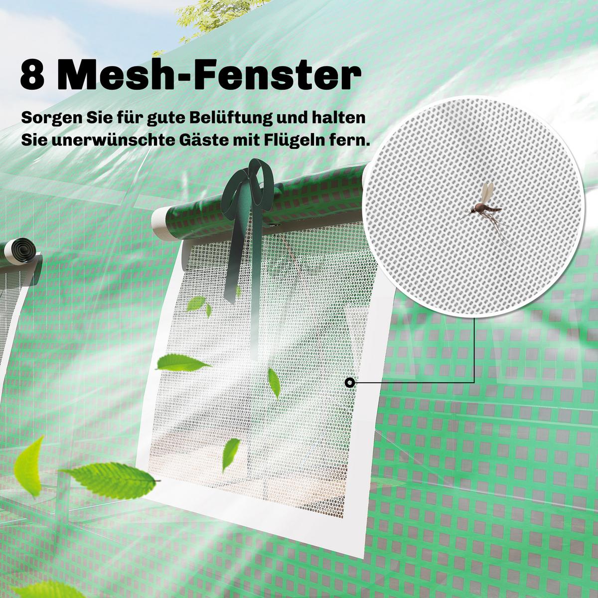 FOLIENGEWÄCHSHAUS PE Stahl Grün - Grün, Metall (295/200/400cm) - Outsunny