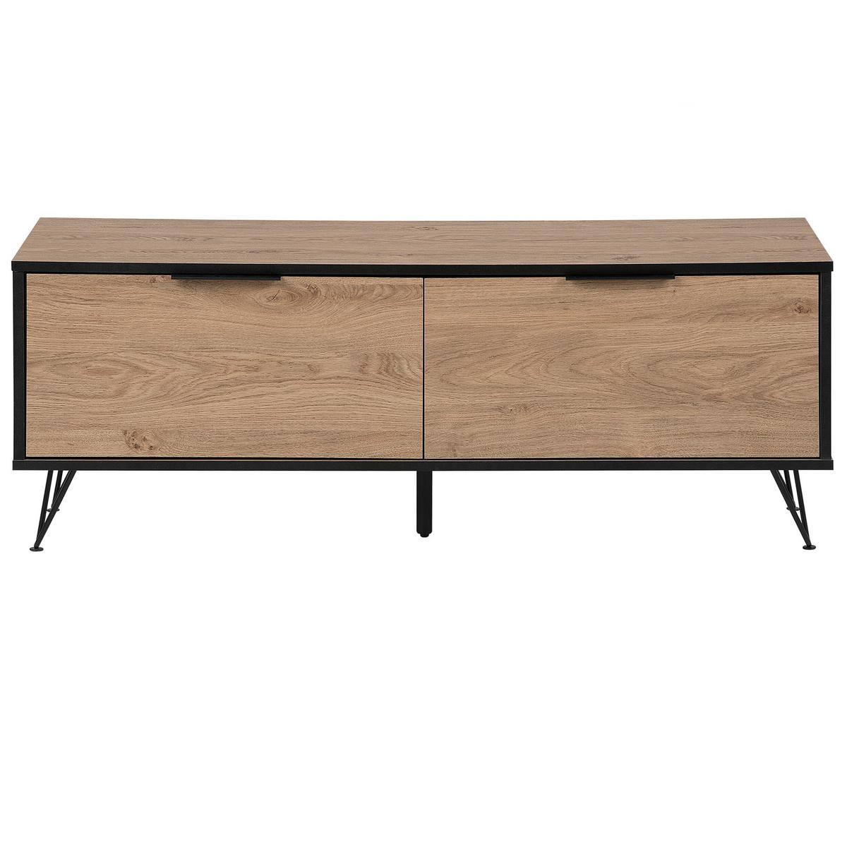 TV-MÖBEL Hellbraun, Schwarz HALSTON 40/120/46 cm - Hellbraun, Holzwerkstoff (120/46/40cm) - Beliani