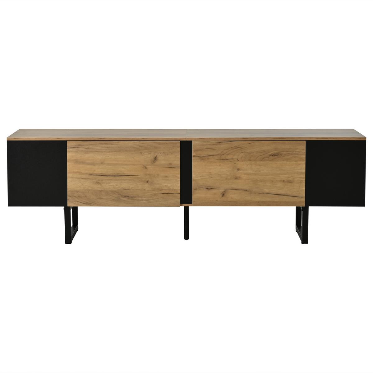 TV-LOWBOARD holzwerkstoff natur & schwarz für tvs bis 75 zoll - Naturfarben, Holzwerkstoff (180/55/40cm) - Urban Meuble