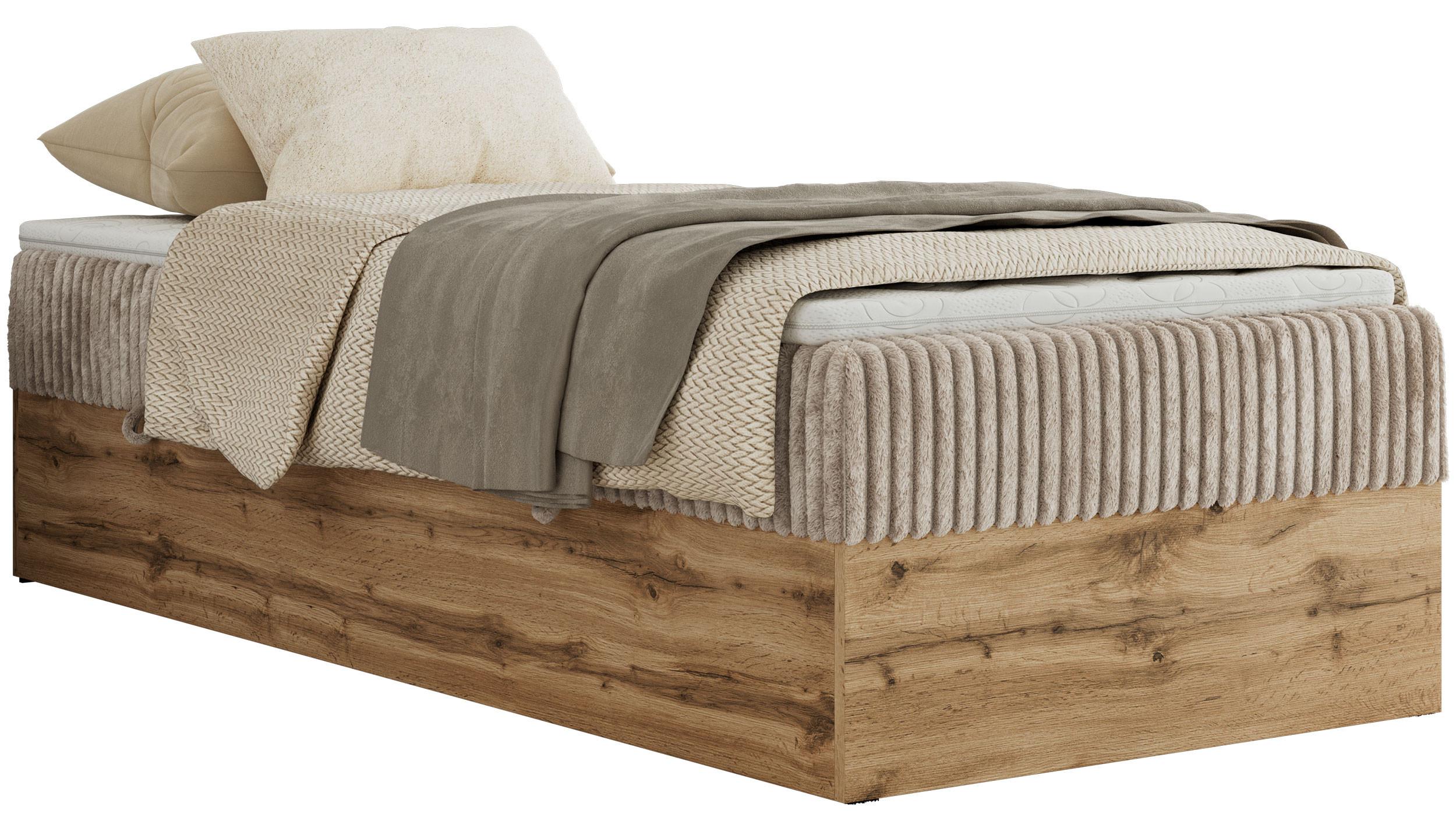 BOXBETT WOOD ZERO 90/200 - Hellbraun Cord - H3 - Topper T25 - Hellbraun, Textil (90/200cm) - MKS
