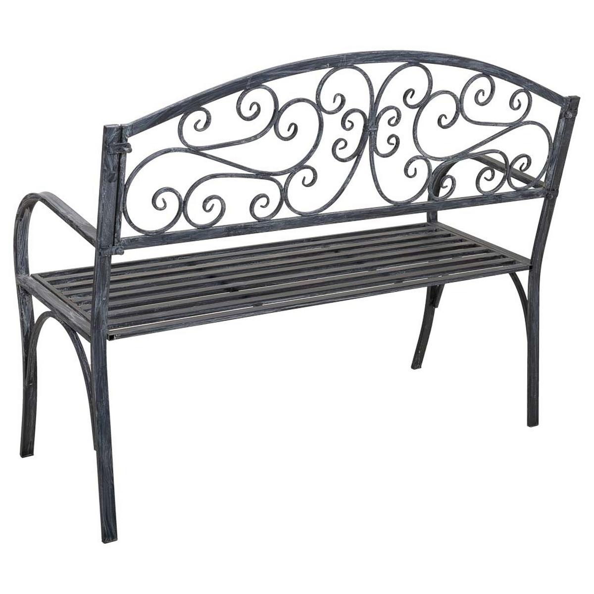 BANK aus Metall, grau, 123x53x91cm - Grau, Metall (153/91/53cm) - Wanderlust