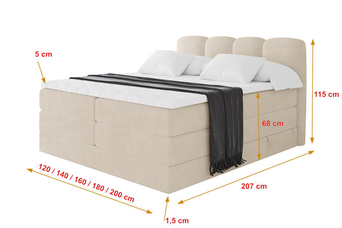 BOXBETT mit Matratze H3|H4 - NINA KING - 200x200 cm - Beige - Ecru, Holzwerkstoff (200/200cm) - ALTDECOR