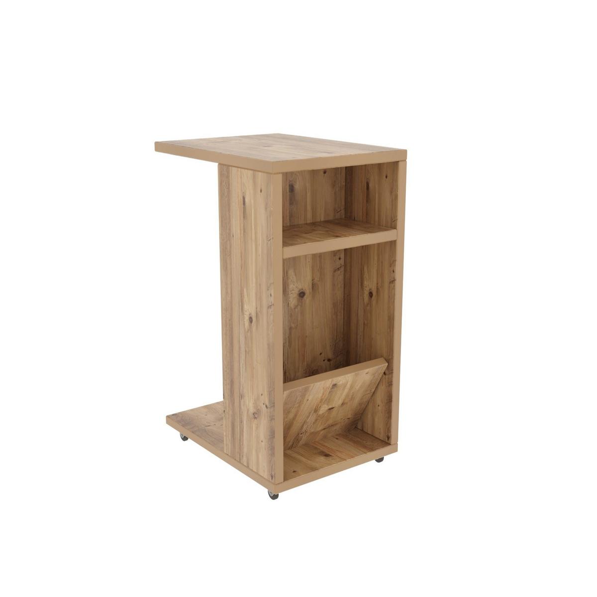 ROLLREGAL mit Stauraum 30/40/63 cm - Beige, Holzwerkstoff (30/40/63cm) - Calicosy