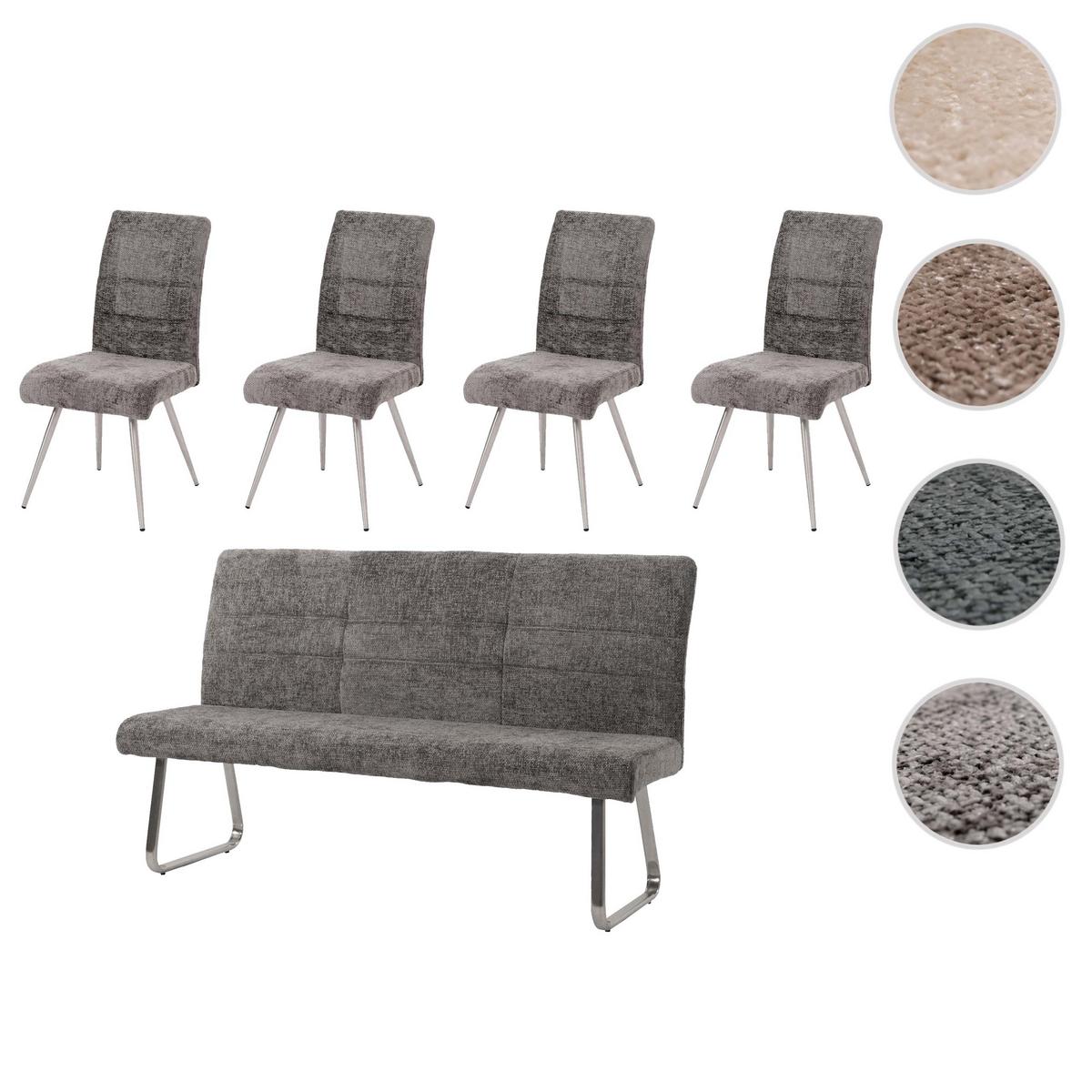 ESSZIMMER-SET Grau 5er-Set - Grau, Textil (180/99/65cm) - MCW
