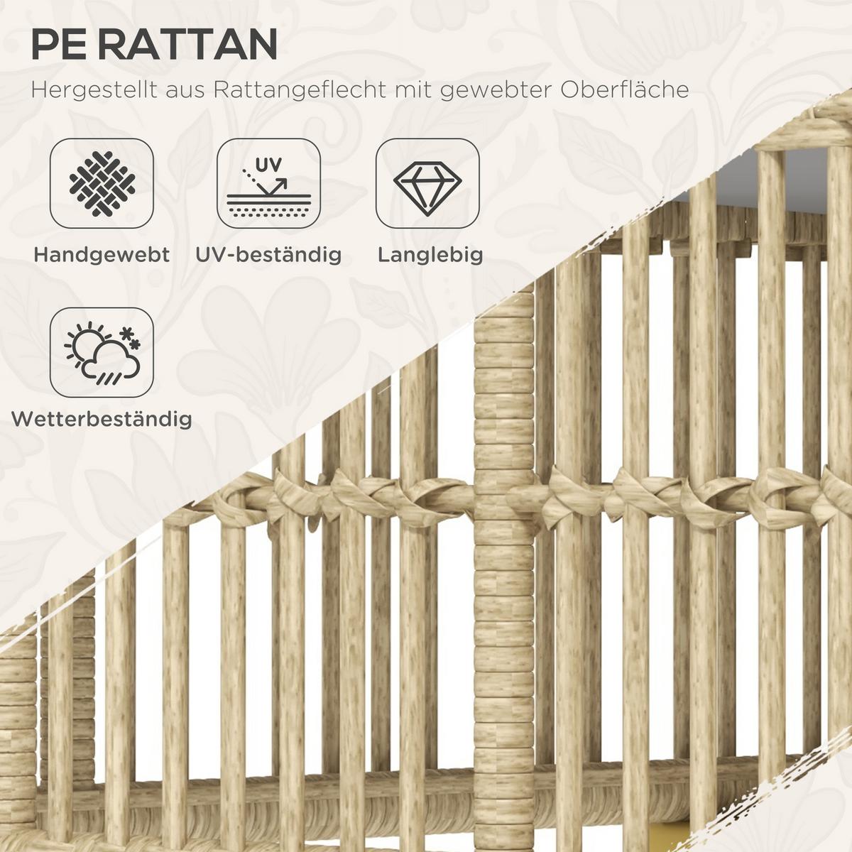 GARTENMÖBEL Set, PE Rattan, Beige+Grau - Beige/Grau, Kunststoff - Outsunny