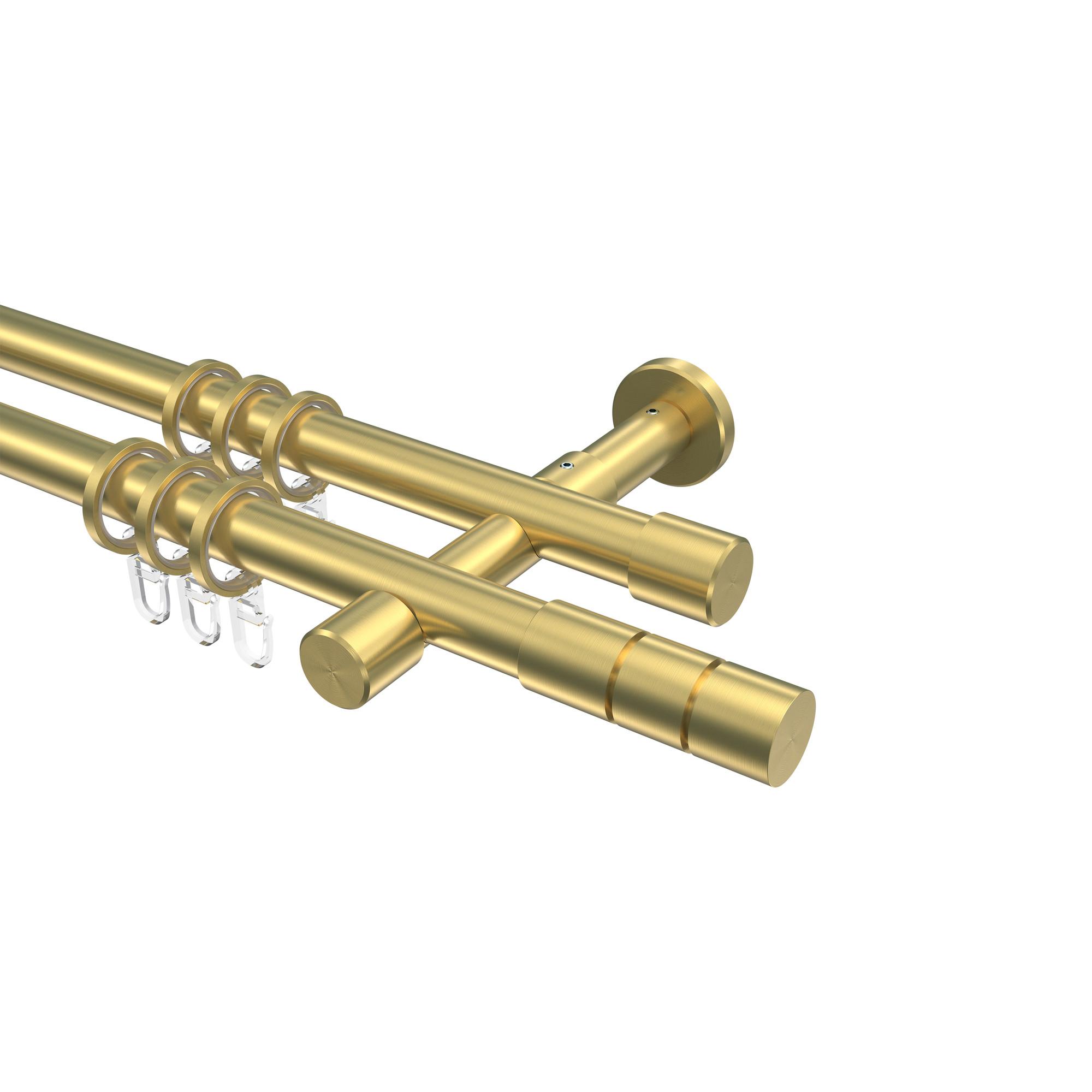GARDINENSTANGE Prestige Elanto 320 cm (geteilt in 2 x 160 cm), 2-läufig, 20 mm Ø Messing-Optik - Messingfarben, Metall (320cm) - INTERDECO