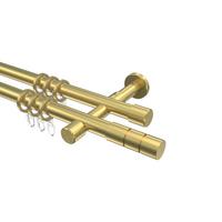 GARDINENSTANGE Prestige Elanto 320 cm (geteilt in 2 x 160 cm), 2-läufig, 20 mm Ø Messing-Optik - Messingfarben, Metall (320cm) - INTERDECO