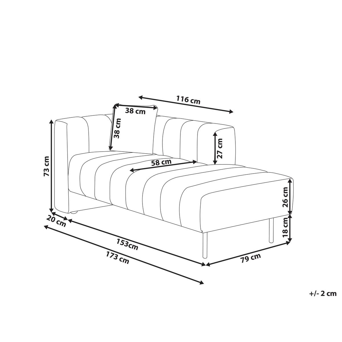 CHAISELONGUE-LINKSSEITIGE Stoff Hellbraun Lannils - Hellbraun/Schwarz, Textil (173/73/79cm) - Beliani