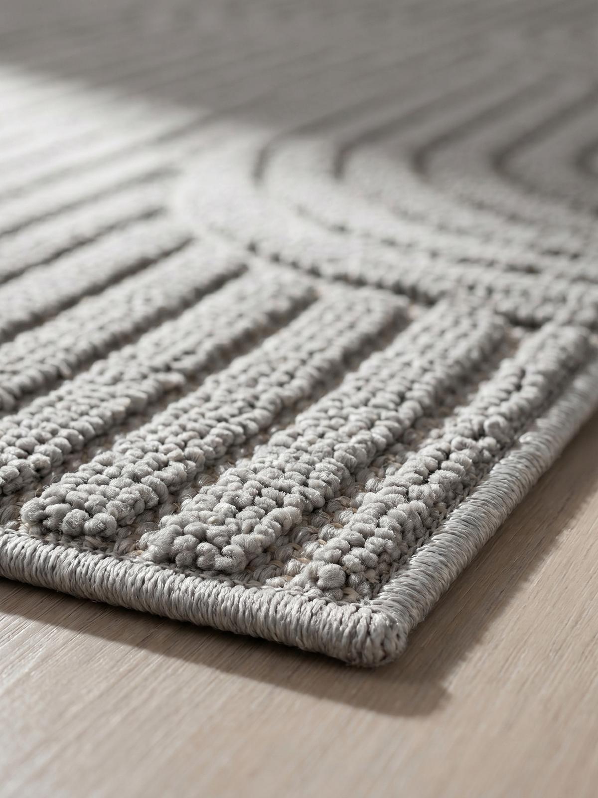 TEPPICH Flachgewebe LANGAU in Silber, mit geometrischen Bögen, 60 x 110 cm - Silberfarben, Textil (110/60cm) - KADIMA DESIGN