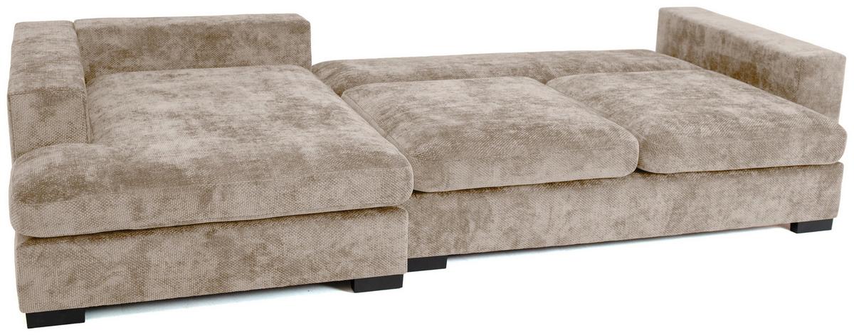 ECKSOFA Dahlia mit Schlaffunktion und Bettkasten in L-Form Links - Beige Chenille 285/92/155 cm - Beige/Schwarz, Kunststoff/Textil (285/155cm) - WFL GROUP