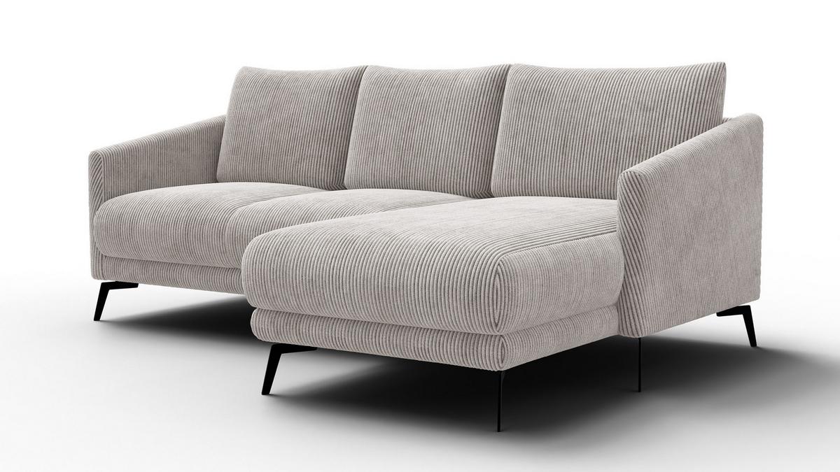 ECKSOFA VILT 3-Sitzer, perlweiß - Schwarz/Weiß, Holzwerkstoff/Textil (221/156cm) - Wozimo