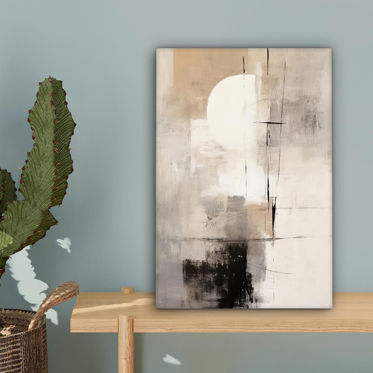 LEINWANDBILD Abstrakt - Kunst - Grau Deko Wohnzimmer 20x30 cm - Hellgrau, Textil (20/30cm) - MuchoWow