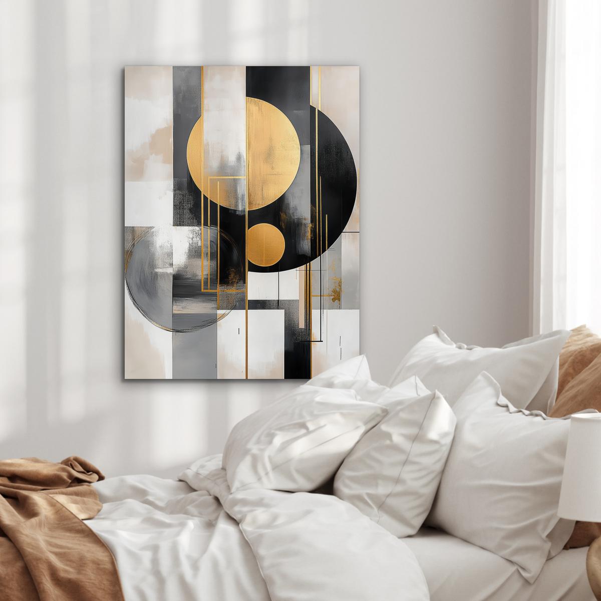 METALLBILD Abstrakt - Gold - Silber - Formen - Ästhetisch - Modern 60x80 cm - Goldfarben, Metall (60/80cm) - MuchoWow