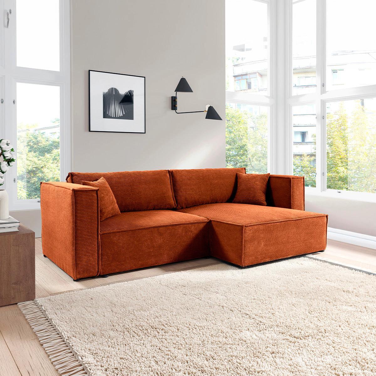 SOFA Jimmy 3 Sitzplätze Terracotta - Orange, Holz (245/77/148cm) - Petits-meubles