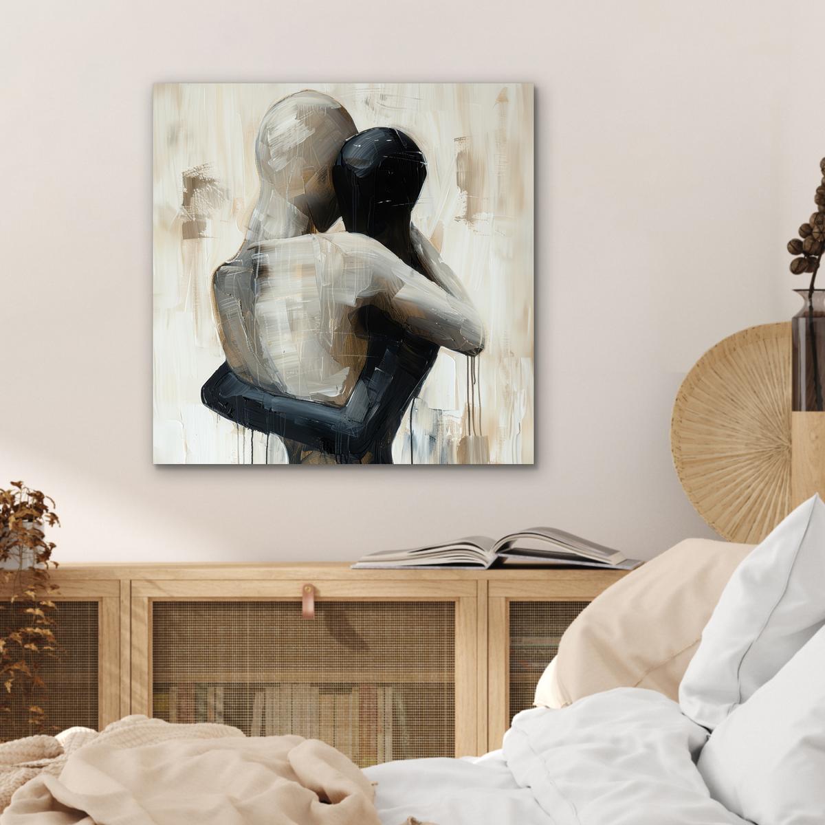 METALLBILD Abstrakt - Liebe - Schwarz und weiß - Modern 50x50 cm - Schwarz, Metall (50/50cm) - MuchoWow