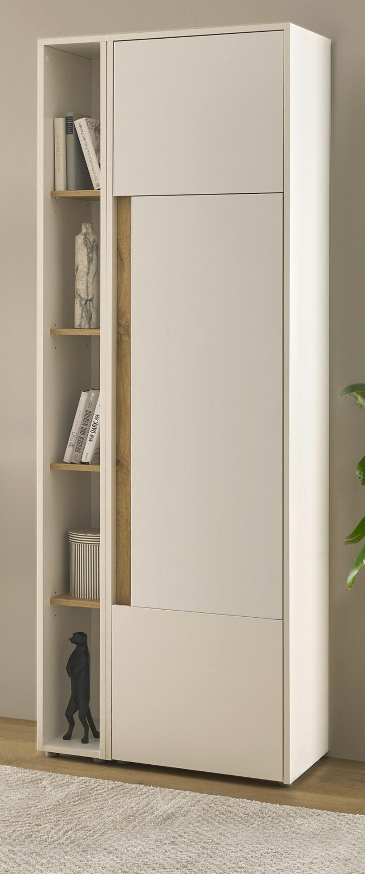 AKTENSCHRANK Set 2-teilig weiß, Eiche Wotan 70 x 200 cm, Schrank-Regal-Kombination mit 5 Ordnerhöhen - Eichefarben/Eiche Wotan, Holzwerkstoff/Kunststoff (70/200/40cm) - Furn.Design