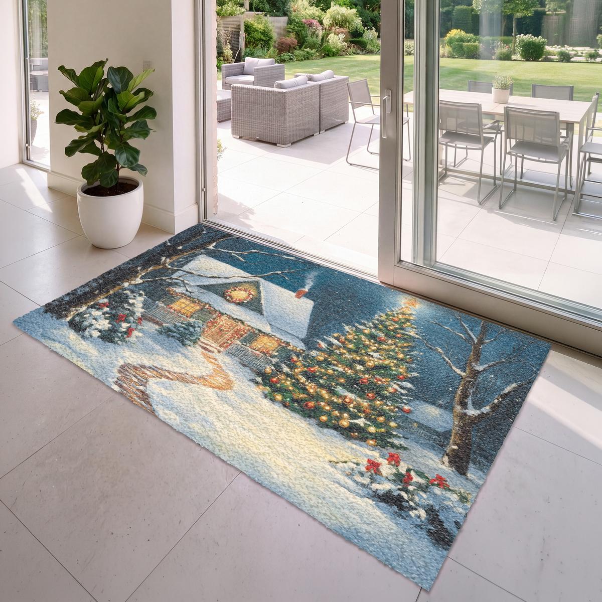 FUSSMATTE Weihnachten - Weihnachtsbaum - Winter - Zuhause - Schnee Schmutzfänger 180x120 cm - Multicolor, Kunststoff (180/0.4cm) - MuchoWow