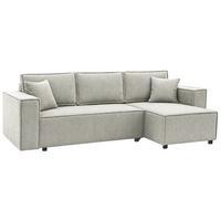 ECKSCHLAFSOFA Neapol mit Bettkasten, 255 cm, Cord-Stoff, Beige - Beige/Schwarz, Textil (256/148cm) - Beautysofa