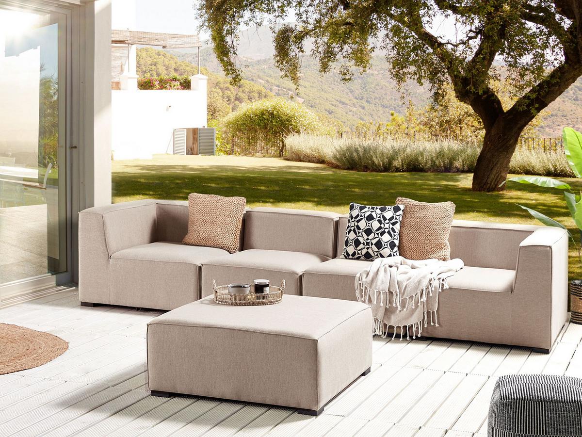 LOUNGE SET 4-Sitzer beige modular Arezzo - Beige, Textil - Beliani