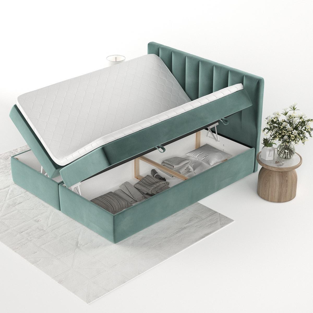 BOXBETT Bari 140/200 cm Türkis im Kronos Stoff - Türkis, Holz/Holzwerkstoff (140/200cm) - AltaBeds