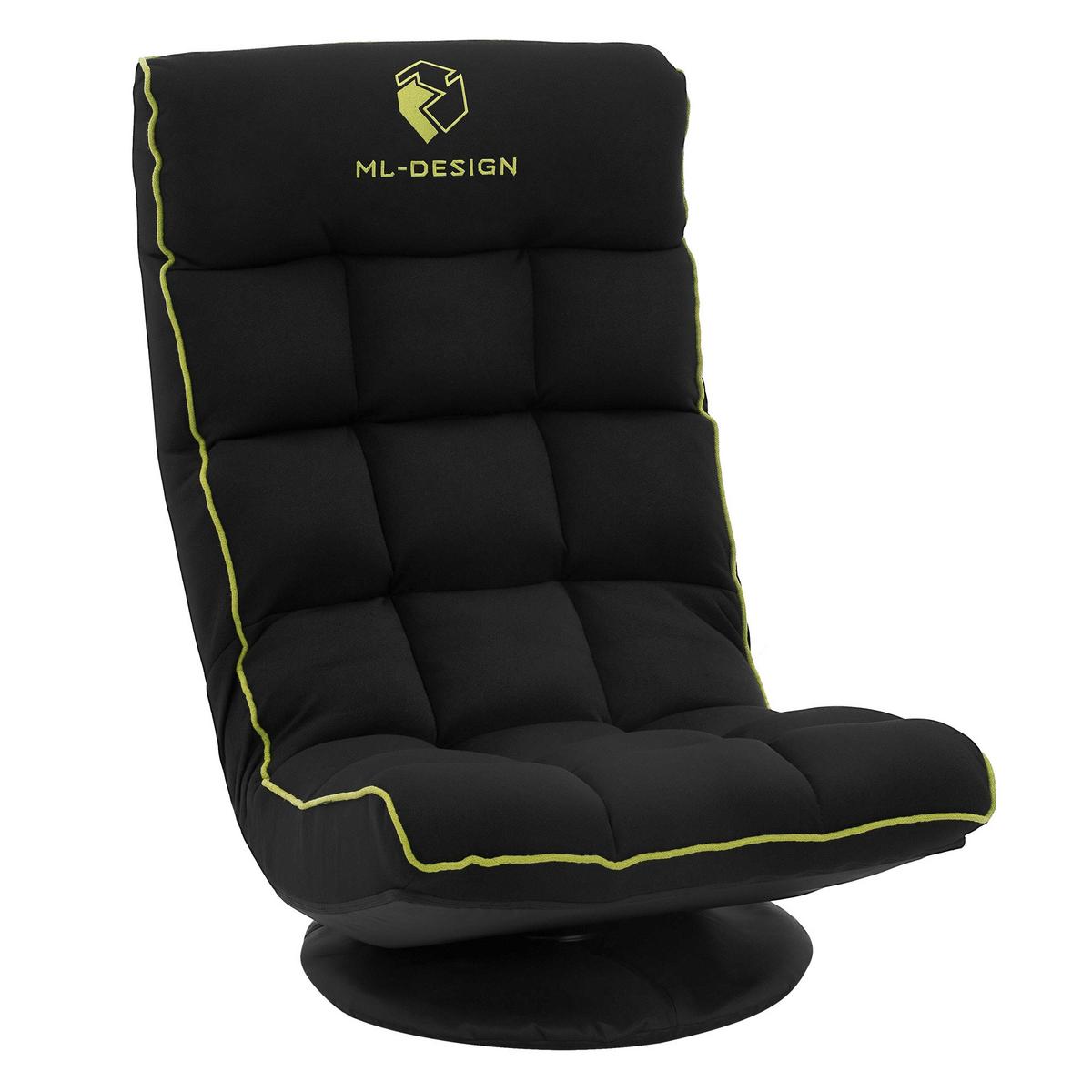 GAMING BODENSTUHL Schwarz-Grün Stoffbezug 360° drehbar & verstellbar - Schwarz/Grün, Textil (56/85/92cm) - ML-DESIGN