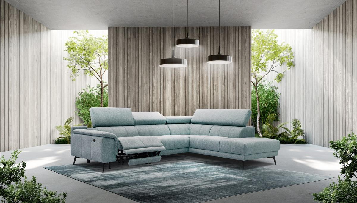 ECKSOFA FIERO 5-Sitzer mit 1 Relaxfunktion, mintgrün - Mintgrün, Holzwerkstoff/Textil (290/228cm) - Wozimo