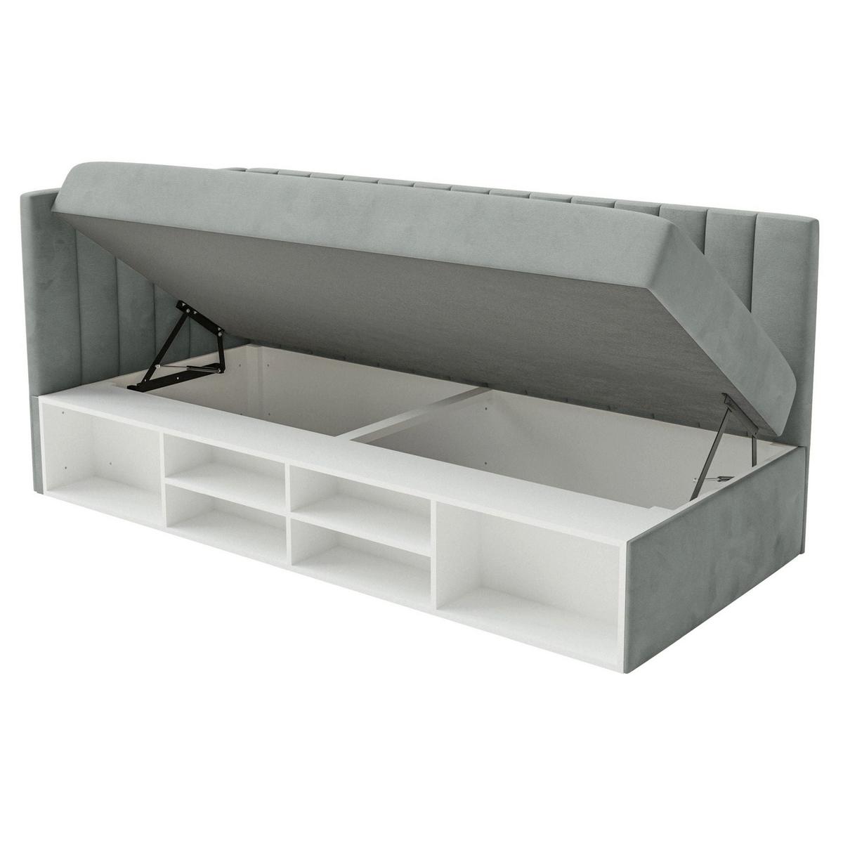 JUGENDBETT Ventrio Grau Easy-Clean-Samtbezug 90x200 cm - Grau, Holz/Textil (90/200cm) - Selsey