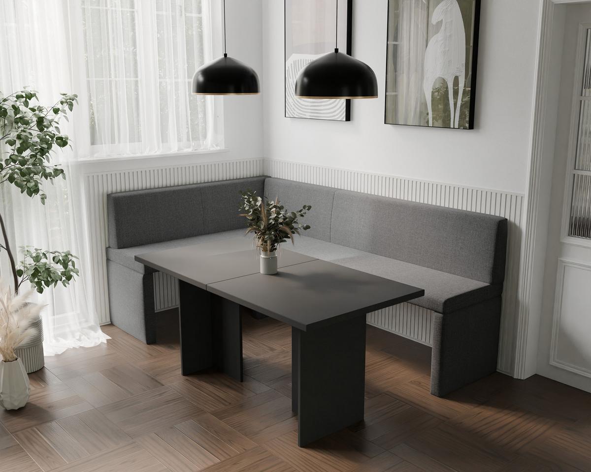 ECKBANK links OWEN Webstoff, 128/168 cm Dunkelgrau - Dunkelgrau, Holz/Textil (128/168cm) - Idohome