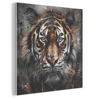 AKUSTIKBILD Tiger - Tiere - Porträt - Luxus - Schwarz Wandbilder 60x60 cm - Braun, Kunststoff (60/60/0.9cm) - MuchoWow