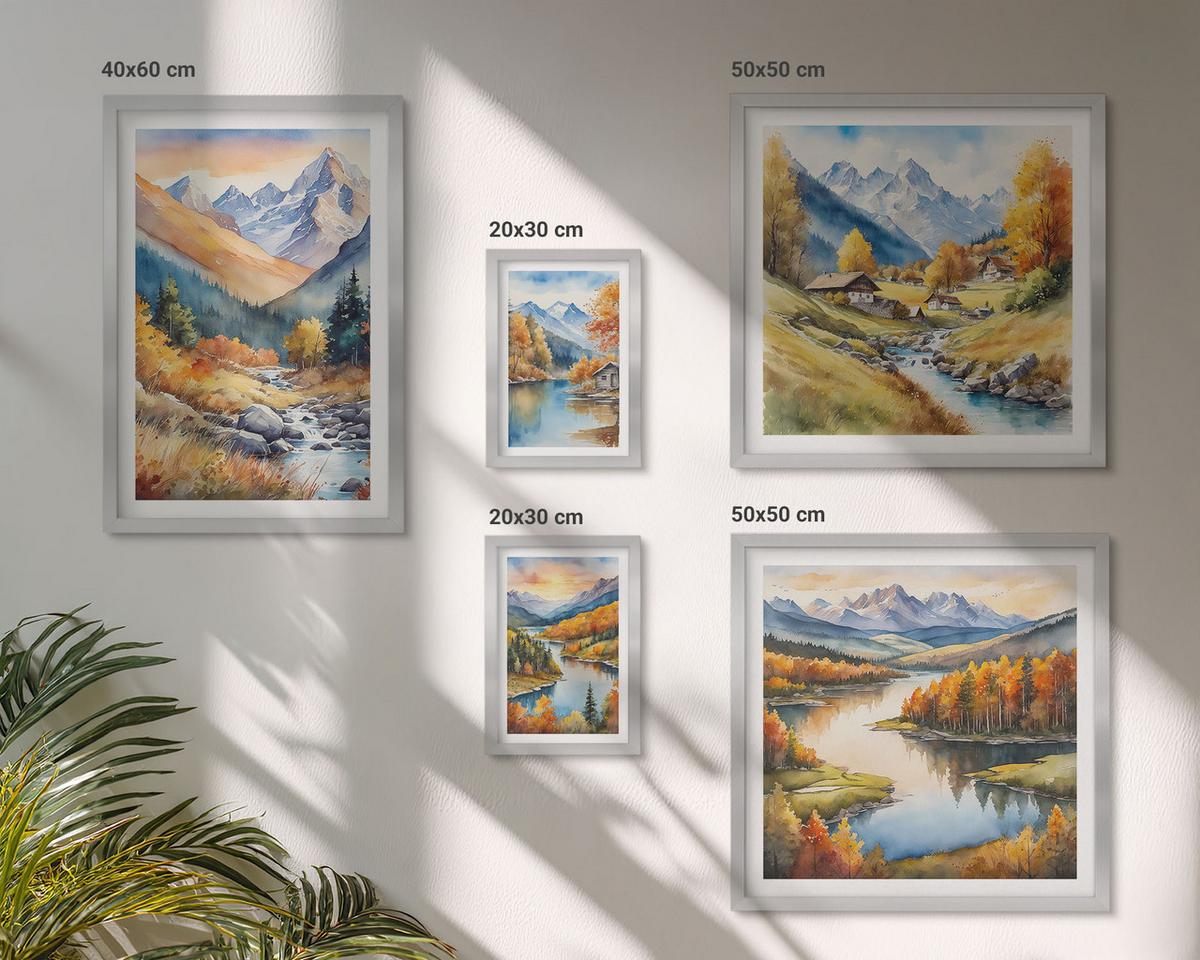 BILDER SET 5er Set - 50x50 cm & 20x30 cm & 40x60 cm Silberner Rahmen - Ansichten der Zitronenarchitektur von Positano - Silberfarben, Kunststoff (40/60cm) - TULUP