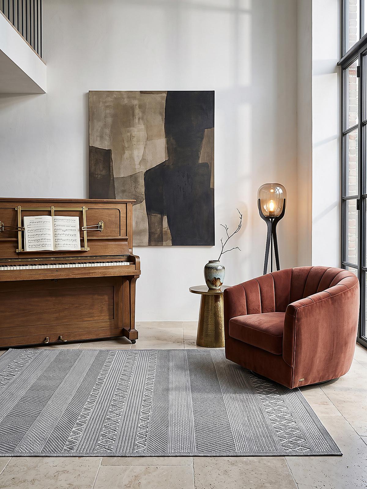 TEPPICH Flachgewebe ESERA Gestreift Polypropylen Grau 200 x 280 cm - Grau, Textil (200/280cm) - KADIMA DESIGN