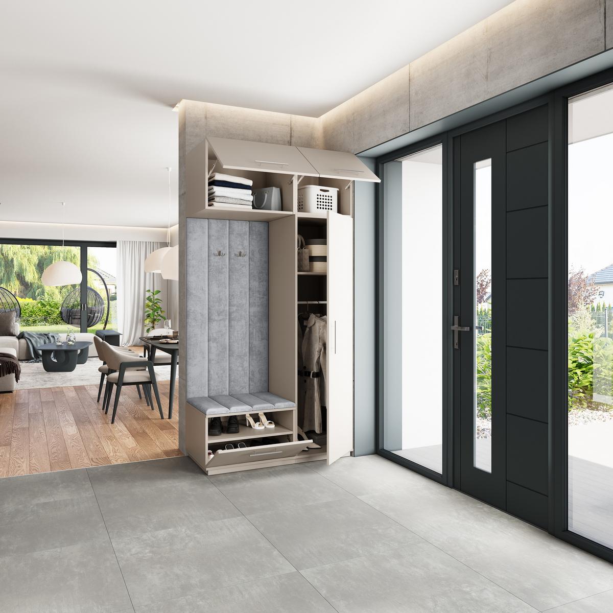 GARDEROBENSCHRANK REMA 120/240/60 cm Modern Kaschmir - Kaschmir/Hellgrau, Holzwerkstoff (120/240/60cm) - MASSENO